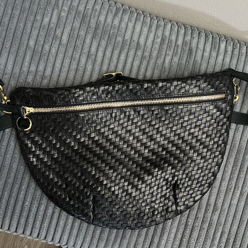 Clare V. Black Woven Zig-Zag Grande Fanny